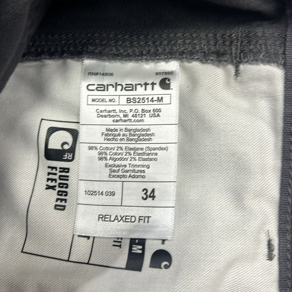 Carhartt Men's Rugged Flex Relaxed Fit Canvas Work Short Size 34 Gravel NWT - Picture 7 of 8